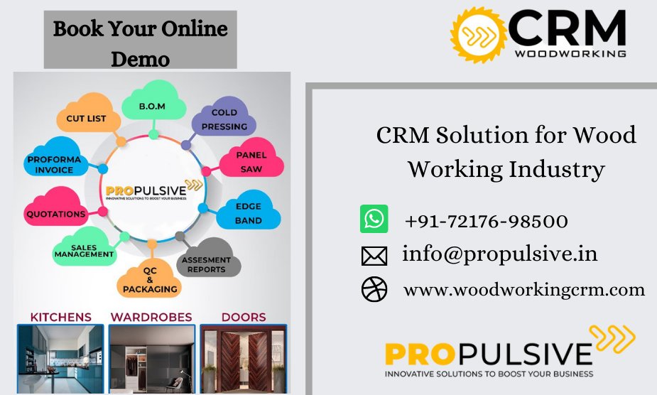 Cloud-Based CRM Solution for Handcrafted Furniture Industry.
For more info, contact now:
+91-72176-98500
info@propulsive.in
woodworkingcrm.in
#crmsolution #cloudbasedsolution #crmsoftware #software #softwaredevelopment #developer #furnitureindustry #handcraftedindustry