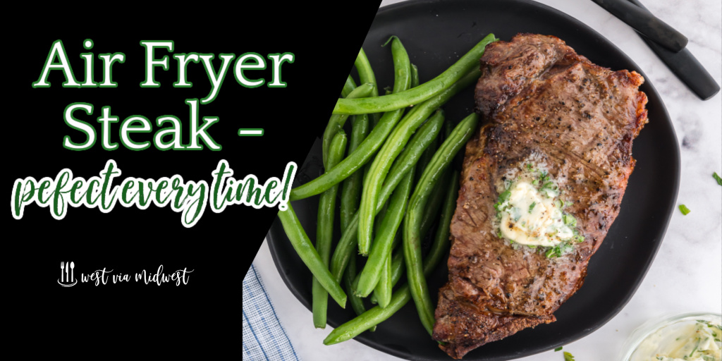 Can you cook steak in an air fryer!  Yes! Simple dinner in 15 minutes. Easy air fryer method works great with any cut of meat, but here is an example of a strip steak  westviamidwest.com/air-fryer-new-…