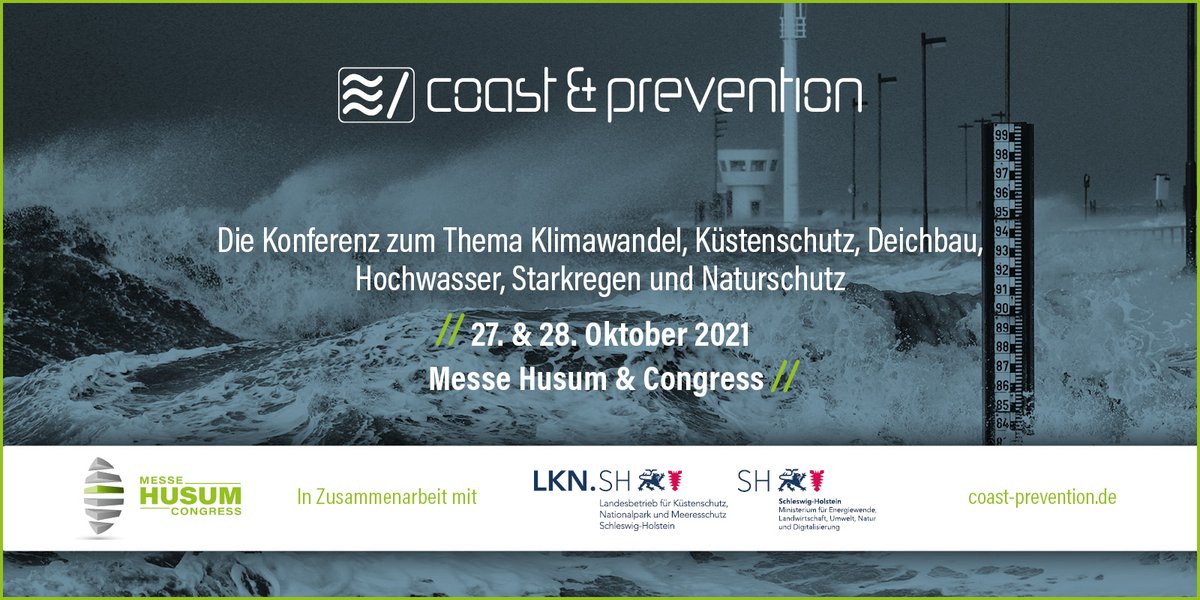Fest steht: Extreme Wetterlagen werden sich häufen! Entsprechend müssen Städte &amp; Gemeinden den Schutz der Küsten &amp; Deiche thematisieren. Die Coast &amp; Prevention bringt Fachleute, Länder, Kommunen
&amp; Verbände zusammen, um gemeinsame Lösungsmodelle zu finden: coast-prevention.de
