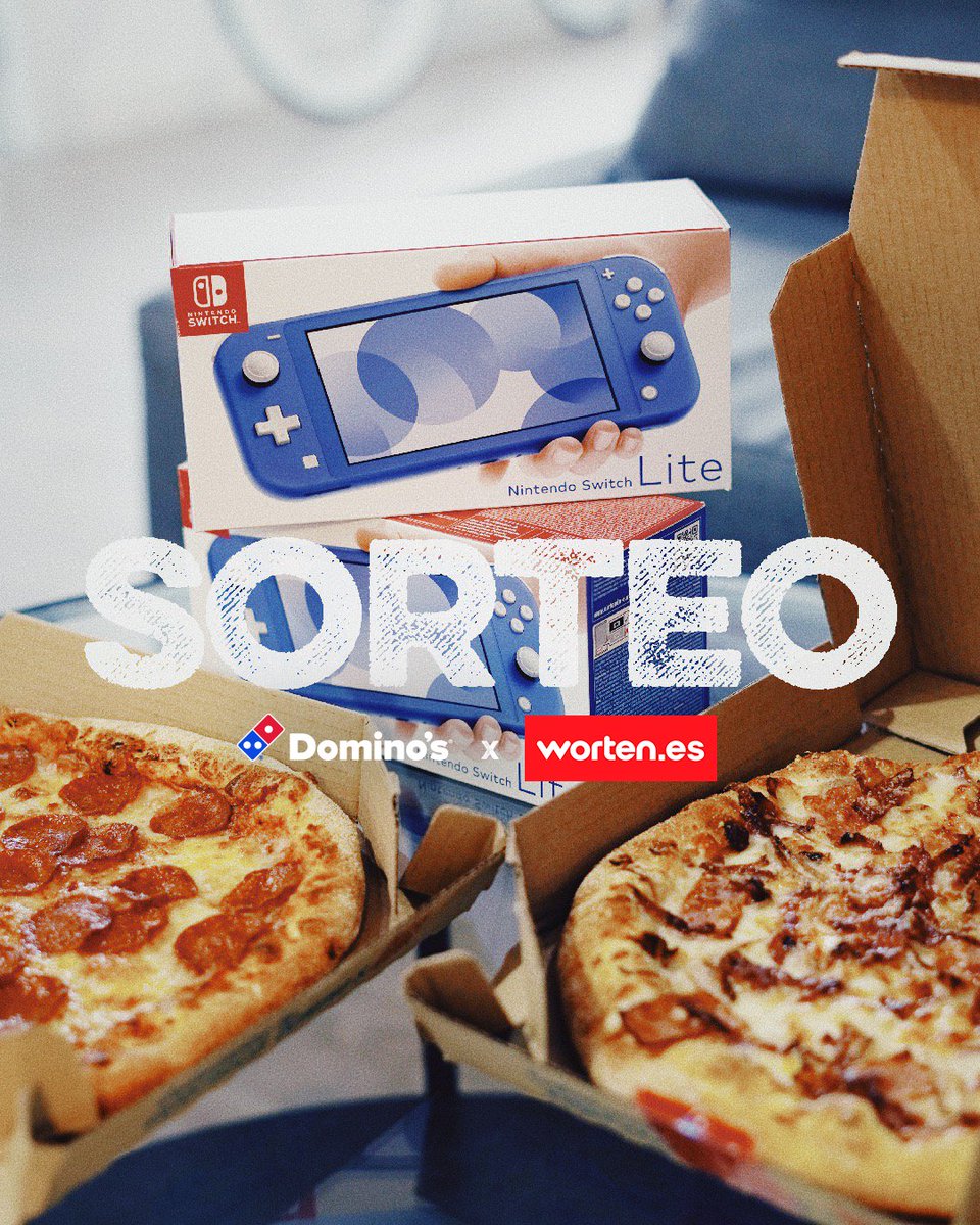 DominosPizza_ES's tweet photo. SORTEAAAZO BY @WortenES &amp; @DominosPizza_ES 💥
Llévate 1 NINTENDO SWITCH LITE o uno de nuestros 10 C&amp;B PREMIUM 🎮 🍕

¿Qué tienes que hacer? 
- SIGUE A @WortenES Y @DominosPizza_ES
- MENCIONA A LA PERSONA CON LA QUE DISFRUTARÁS DEL PREMIO

¡Suerte! Ganadores el 4 de octubre 😬 https://t.co/6fxJlZMBRG