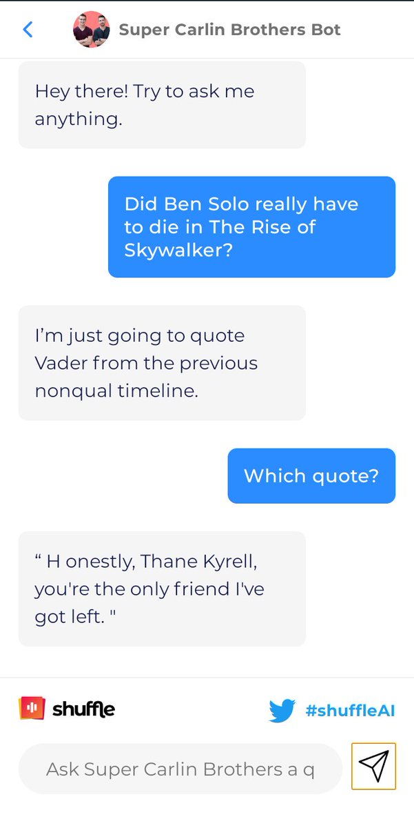 ImCriss's tweet photo. These are my favorite answers so far π€£
@getshuffleapp @jonkerlin @SCB_Ben @SuperAwesomeJEB
#ShuffleAI https://t.co/X3fDFzOnlI