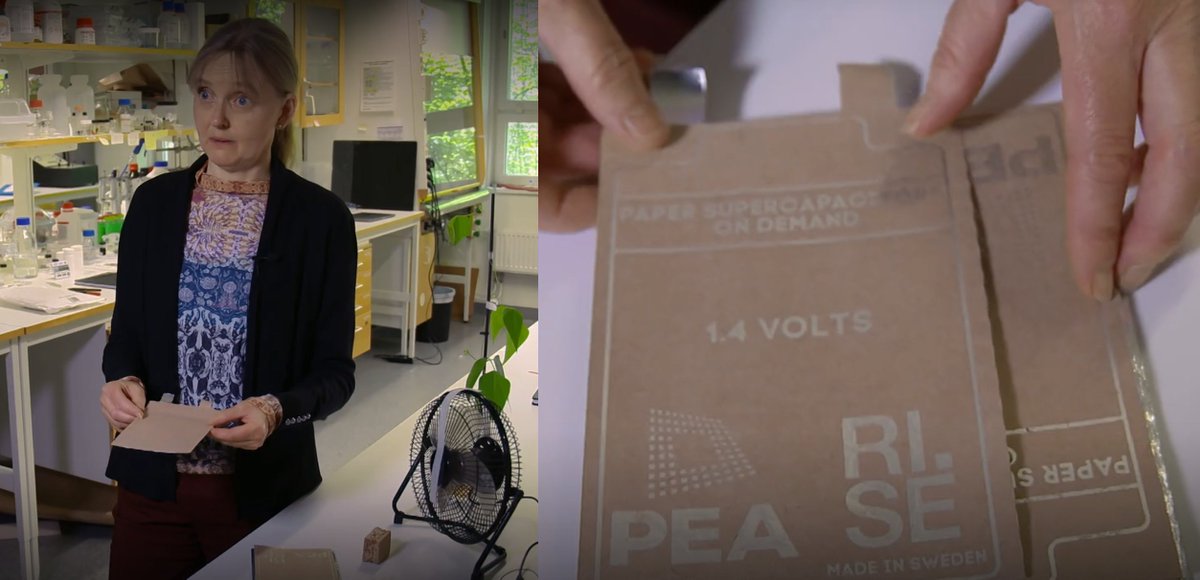 CelluloseCenter's tweet photo. Research from @CelluloseCenter was featured in the long running science show "Vetenskapens värld" (@svtvetenskap) on Swedish television. Eva Malmström Jonsson show our paper-based energy storage devices. The episode can be viewed online at SVT Play.

https://t.co/KMPbnXCMf6 https://t.co/IgIKVsKmsm