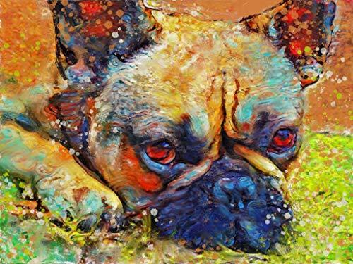 French Bulldog Dog Wall Art Decor, Frenchie Dog Memorial, Abstract Dog Picture Gift Choice of Sizes Hand Signed by Dog Portrait Artist Oscar Jetson. oscarjetson.com/products/frenc… #painting #decor #art