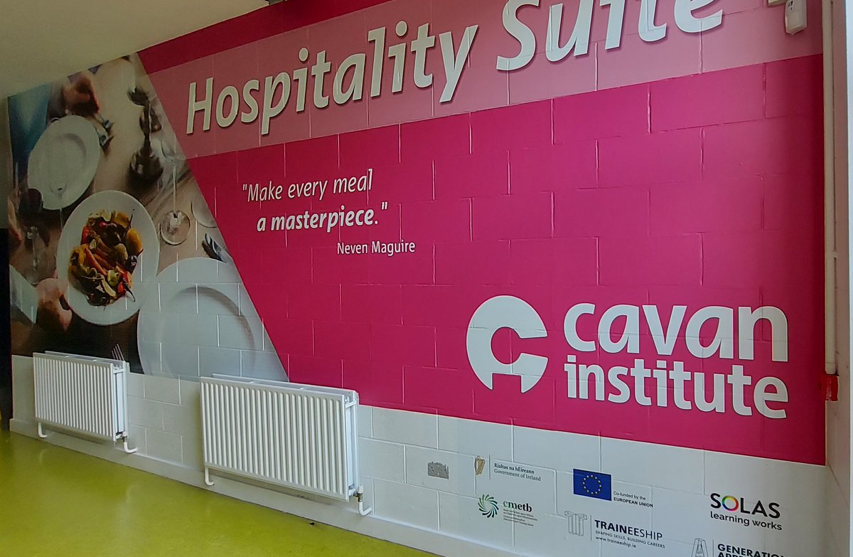 WhitePauric's tweet photo. Lovely new signature wall in our Hospitslity Suite @CavanInstitute
#localfood #commischefapprenticeship #professionalcookery @Whelan12Irene https://t.co/sCdAjEAHUs
