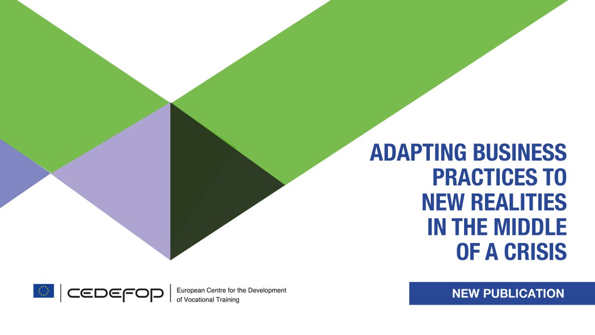 Cedefop's tweet photo. 📰How can we adapt business practices to new realities in the middle of a crisis?
🆕Cedefop/@eurofound #workingpaper presents the findings of an online follow up to the #EuropeanCompanySurvey: impact of #COVID19 on #workplacepractices among 🇪🇺 employers➡️ https://t.co/HQ9HNu4XWj https://t.co/CtPWcZB2iE