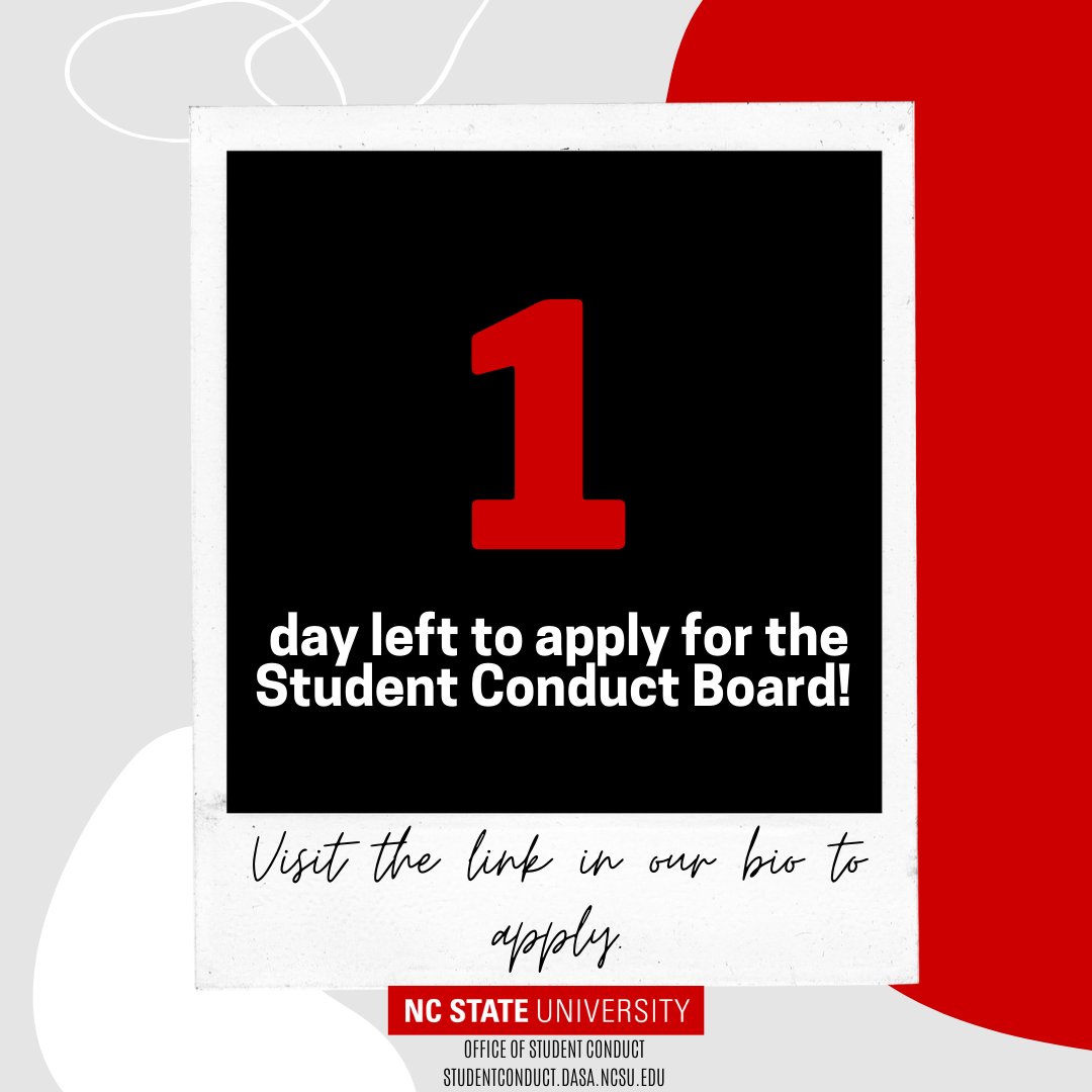 #NCStateStudents, apply to join the Student Conduct Board. To learn more information about the Board and to apply visit ow.ly/CYux50GgNgd.