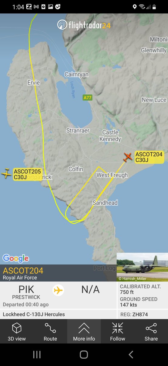 BloodyPolitics's tweet image. Couple of RAF C130 Hercules toying with landing at West Freugh disused Airport before heading back to #pik. Exercise #TartanSpirit gets underway.

#EXTS #avgeek