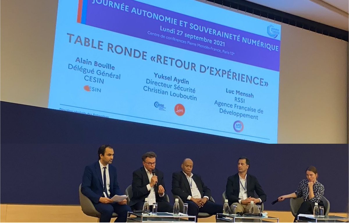 tehtris's tweet photo. La Journée Autonomie et #SouveraineteNumerique, c'est parti ! 🇫🇷🚀
Après le discours de @JNdeGALZAIN, place à la Table Ronde #RSSI #DSI avec @alainbouille, Délégué Général du @CESIN_France , Yuksel Aydin @LouboutinWorld et Luc Mensah, @AFD_france
#SouverainetéNum #cybersecurité https://t.co/V9dJpH7sYu