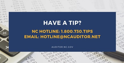 NCStateAuditor's tweet photo. The Office of the State Auditor investigates allegations of improper governmental conduct by state agencies or state employees within our statutory authority. Call or email us to report fraud, waste, or abuse. https://t.co/IEmzJ1vaIS