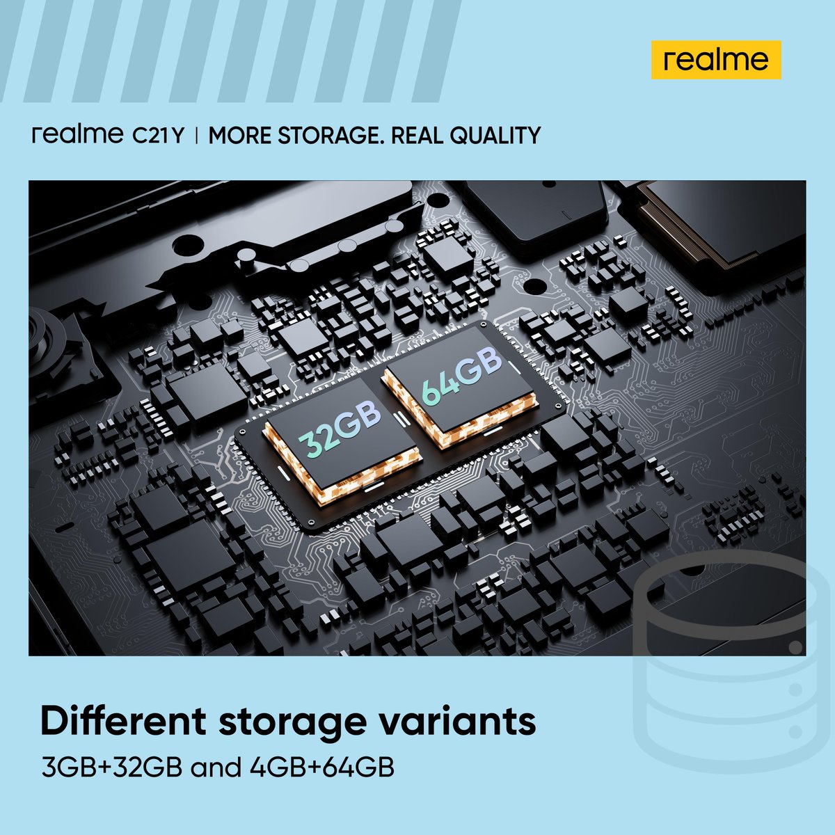 realmeKenya's tweet photo. #realmeC21Y comes in two storage variants: 3GB+32GB and 4GB+64GB, giving you even more storage options. Which storage option would you go for?
Purchase either memory on: https://t.co/p6cxy56IgC
#realmeC21YLaunch #realmeDareToLeap #realmeKenya #realme #BigStorage #RealQuality https://t.co/0GwzuvgBKu