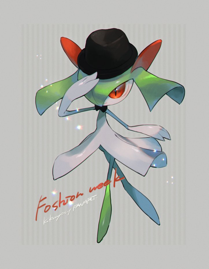 kirlia pokemon (creature) solo hat black headwear clothed pokemon full body no humans  illustration images
