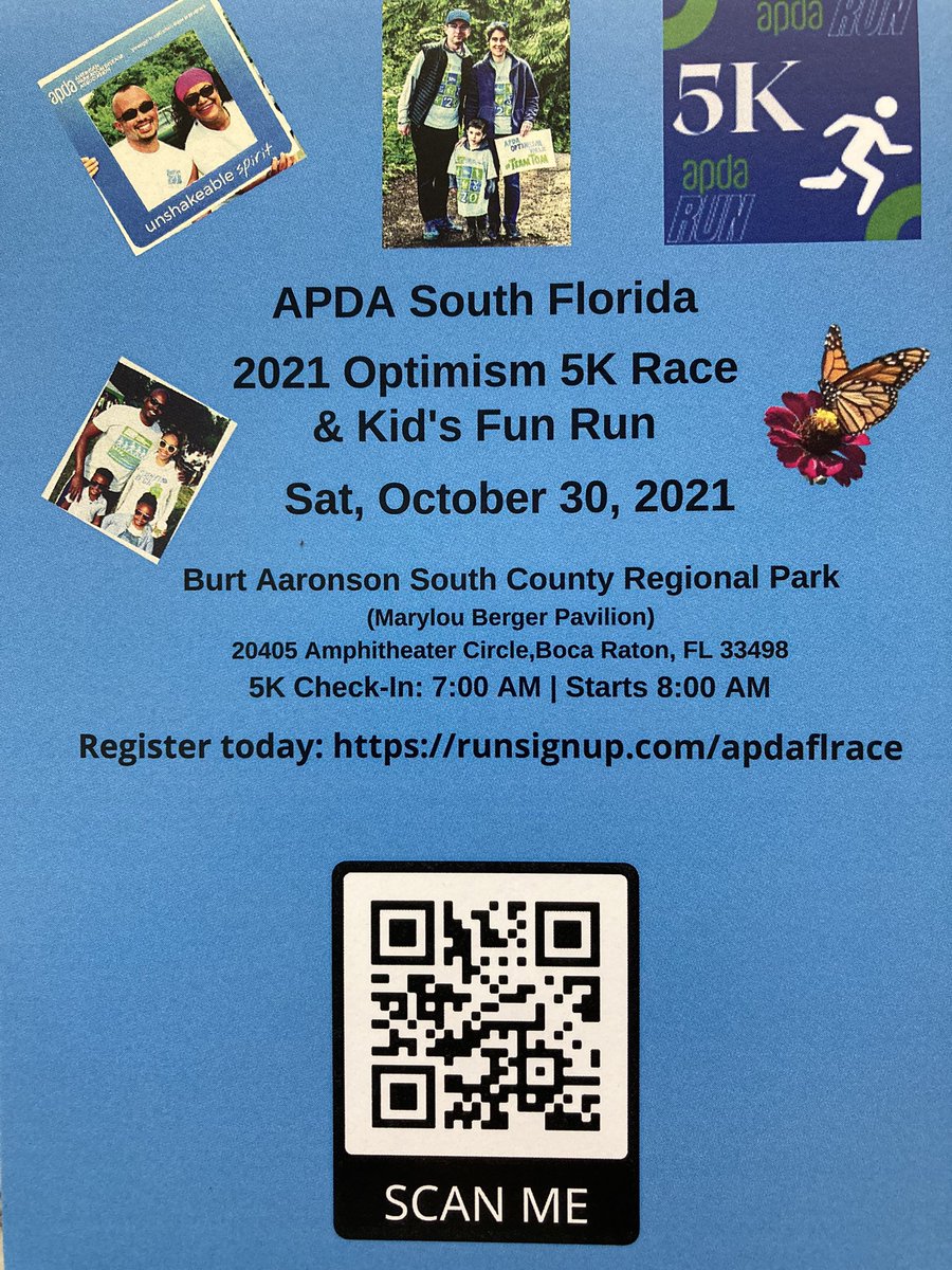 TAPalzheimers's tweet photo. Walk or run with on Oct 30th in beautiful Boca Raton, and together, let’s fight PD! 

Scan the QR code to register. 📱

#5k #funrun #run #walk #fitness #qrcodes #join #support #teamspirit #apdasfl #endpd https://t.co/5six1E51OC