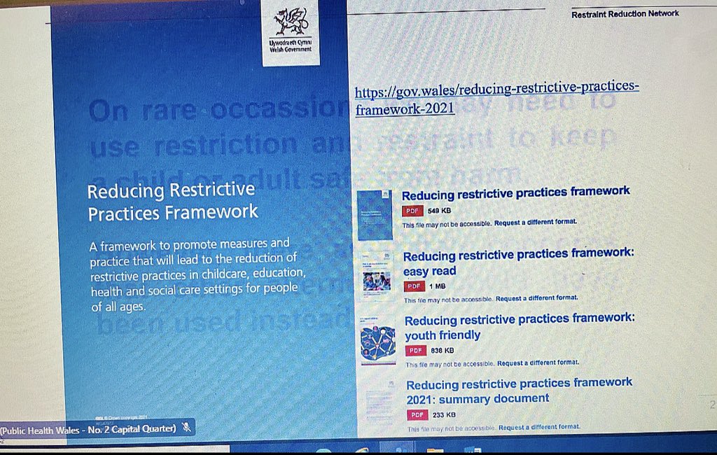 rebeccaedsbt's tweet photo. @EdwinjonesPBS updating on the #AllWalesCBCoP on the @WelshGovernment ‘s #ReducingRestrictivePractices policy Framework & the task teams plans to take this forward. @theRRNetwork @ImprovementCym @BILD_tweets #RRPT #coproduction #PBS #LDMH https://t.co/lwFloYzgPN