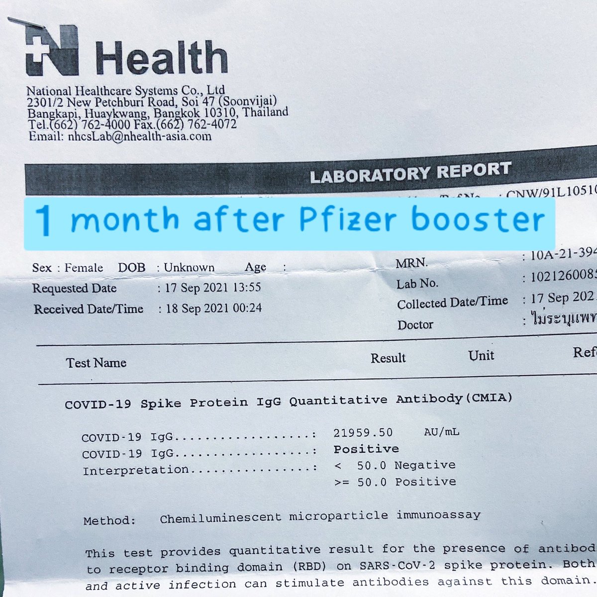 shamanei's tweet photo. ตรวจภูมิหลังบูสท์แล้วจ้า
หลังฉีดsnv2เข็ม2เดือน ภูมิ 800
หลังบูสท์pfizer1เข็ม1เดือน ภูมิ 20000กว่า

เห็นอะไรยังอะ ไม่ใช่วัคซีนยี่ห้อไหนก็ได้ แต่เอาmRNA มาเป็นวัคซีนหลักให้ประชาชนสักทีเถอะ ควรเอามาแต่แรกด้วยซ้ำ https://t.co/Q5FwBNLFLi