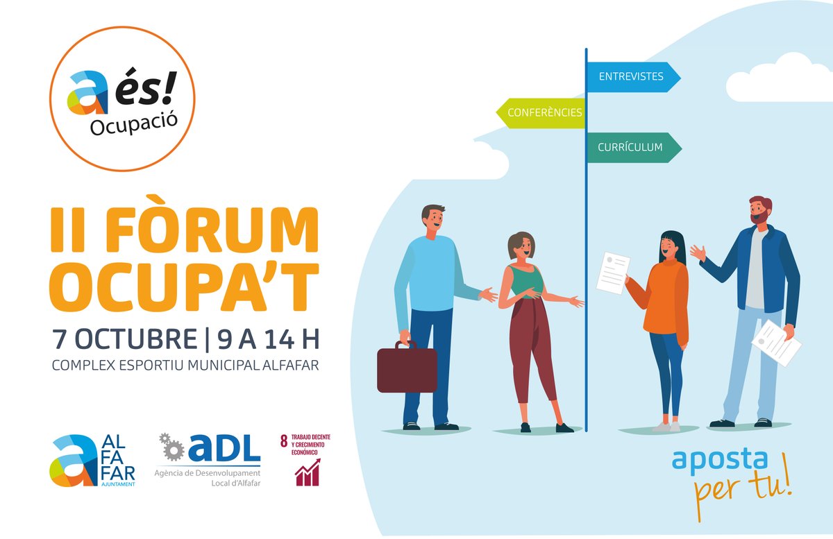 AytoAlfafar's tweet photo. ℹ️  Alfafar acerca más de 140 ofertas de empleo en el II Foro Ocupa’t ℹ️  

#AlfafarÉsInformació  

 ℹ️ Alfafar acosta més de 140 ofertes d'ocupació en l'II Fòrum Ocupa’t ℹ️

➕ INFO en https://t.co/2kcjCdJsfE https://t.co/FfO9dOrasp