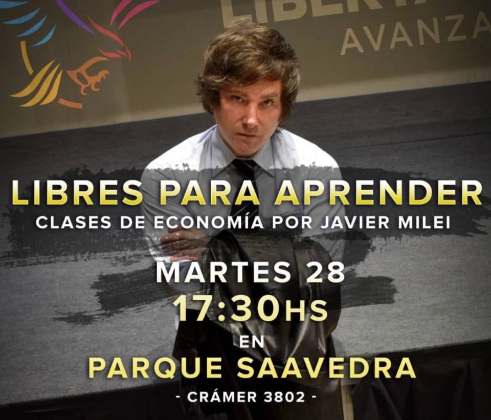 alzicarelli's tweet photo. Mañana, Cátedra abierta y LIBRE de @JMilei https://t.co/7LD14UJUoV