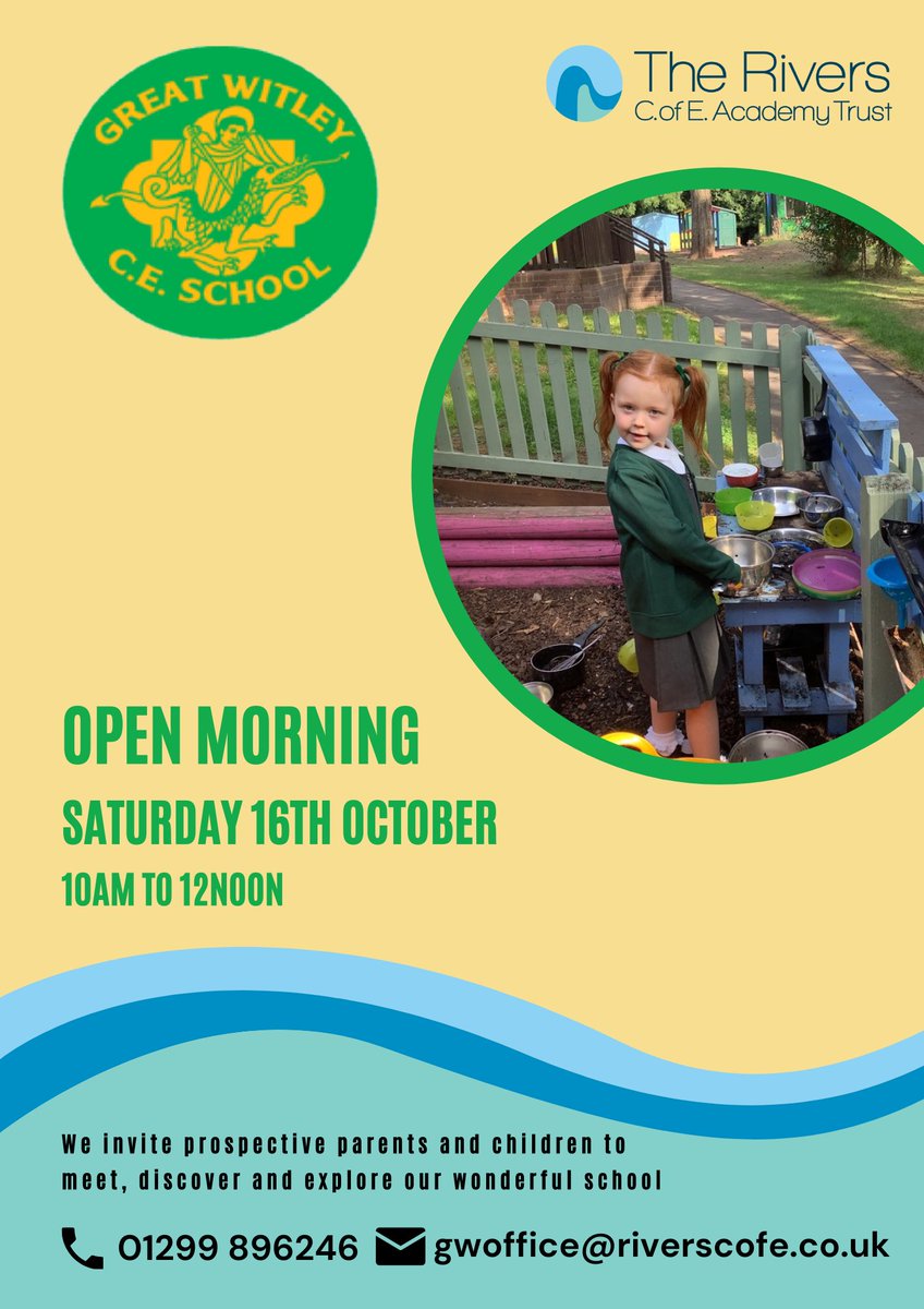 This week's open events
<a href="/CranhamPrimary/">Cranham Primary School and Cranberries Nursery</a> - every day is an open day 

<a href="/CutnallP/">CutnallGreenPrimary</a> - 16/10/21

<a href="/GWPS_School/">Great Witley CE Primary School</a> - 16/10/21

<a href="/ClementSchool/">St Clement's Primary School</a>  - 16/10/21
 
To find out more about our schools and open events visit: riverscofe.co.uk/news/detail/is…