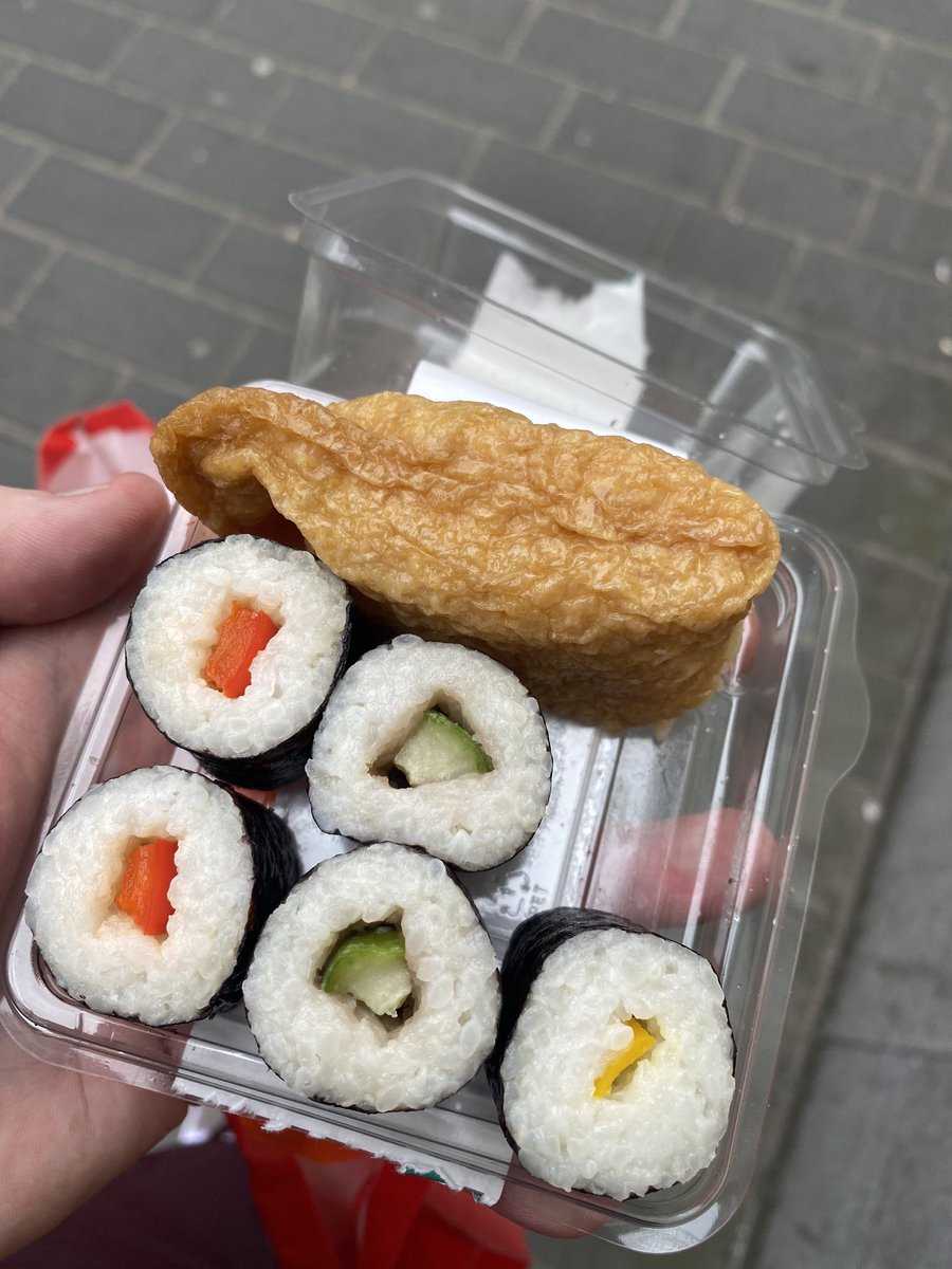 A1tchy's tweet photo. Bought the @YOSushi Vegan Sushi from @sainsburys local in Argyle Street Glasgow , after tanning the 1st bite I clocked it had nae soya sauce , too hungry to walk back , just thought I’d share YWD’s !! https://t.co/qrb9Wtswae