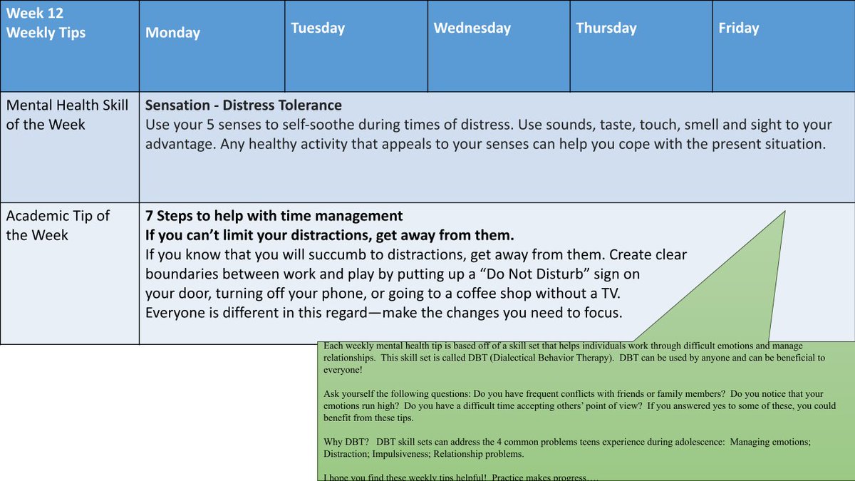 HopedaleBridge's tweet photo. Week 12 - Weekly Academic and DBT Tip! https://t.co/tIwaOb5evs