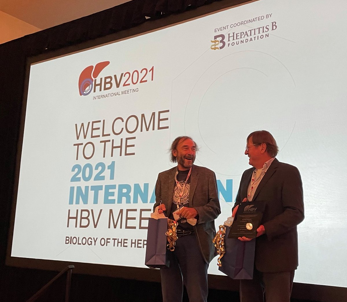 Blumberg Institute (@blumberginstit1) on Twitter photo The Distinguished Award in #HepatitsB Research was presented to Michael Nassal and Stephan Urban last evening (last year’s virtual format meant two presentations this year). Both gave well-received presentations on their groundbreaking work. #HBV2021 The Distinguished Award in #HepatitsB Research was presented to Michael Nassal and Stephan Urban last evening (last year’s virtual format meant two presentations this year). Both gave well-received presentations on their groundbreaking work. #HBV2021