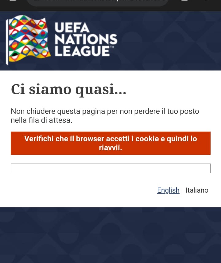 DavideMirto's tweet photo. Anche a voi spunta questo avviso mentre siete in coda? #ItaliaSpagna #NationsLeague https://t.co/sOYhQChWFC