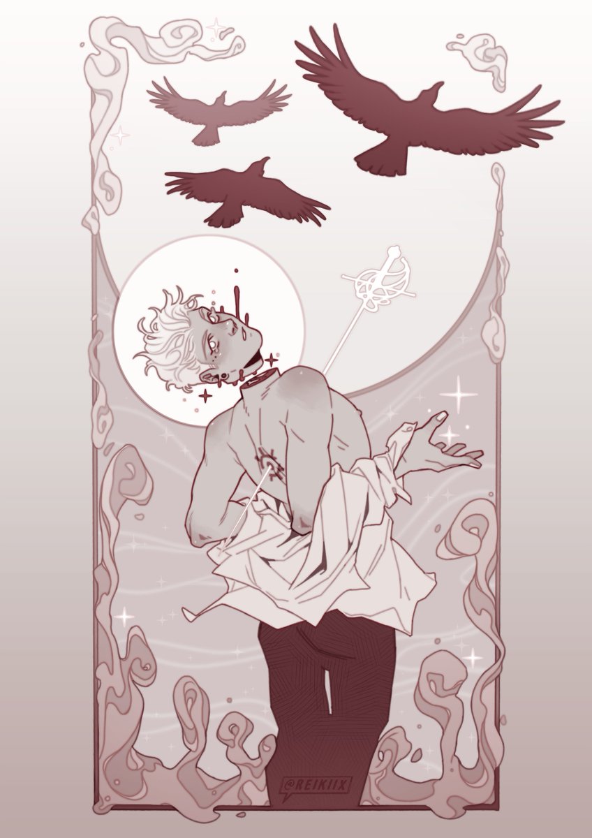 Since the art Expo I was a part of has ended let me post two of my favorite pieces ♥ featuring my witch boys Valentine and Nino! 🔮✨