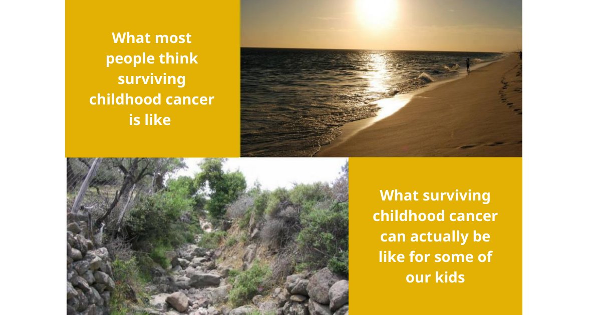 PREP4Gold's tweet photo. So many think the end of #childhoodcancer treatment is the end of the journey. For many it is just the first leg of a lifelong path that at times gets extremely rocky & unsteady. Many families long for that happy ending that never comes. #QOL #survivorshipmatters #WeMustDoBetter https://t.co/7T4c6iRB08