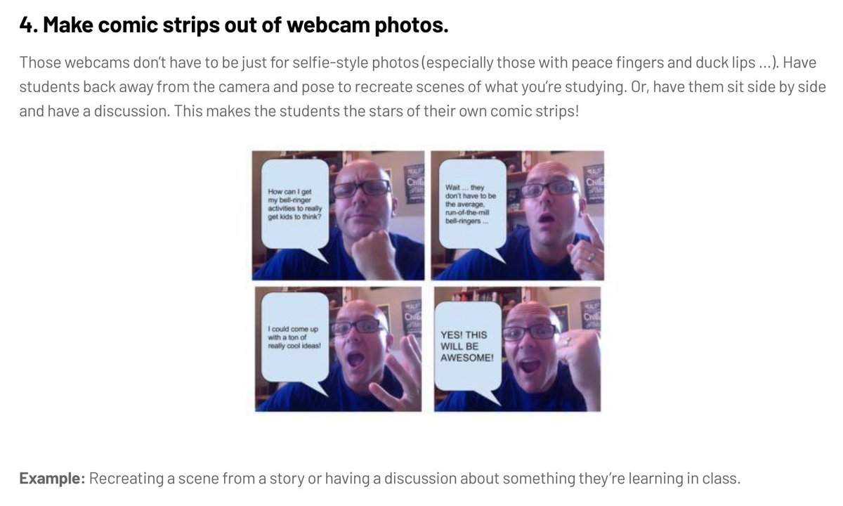 DitchThatTxtbk's tweet photo. L👀king for a quick bell 🔔 ringer activity for tomorrow?

Try making a comic strip with your webcam!

Find this activity along with 19 more in our post ⬇️

20 digital bell ringer activities to kickstart class!

https://t.co/HGUuVPX5d3 https://t.co/AxISQTsOZ8