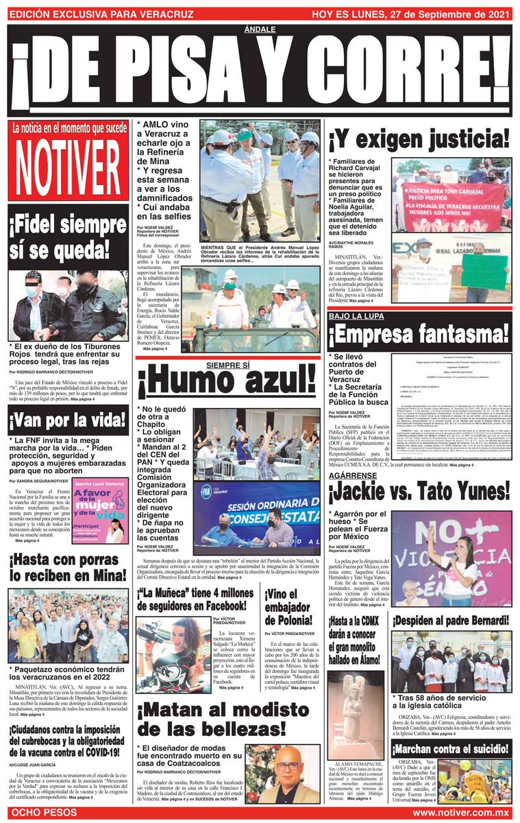 NOTIVER's tweet photo. #ÁNDALE
#AMLO #VINO A #VERACRUZ A #ECHARLE #OJO A LA #REFINERÍA DE #MINA
Y #REGRESA ESTA #SEMANA A #VER A LOS #DAMNIFICADOS
#CUI #ANDABA EN LAS #SELFIES https://t.co/4wozBP4KHr