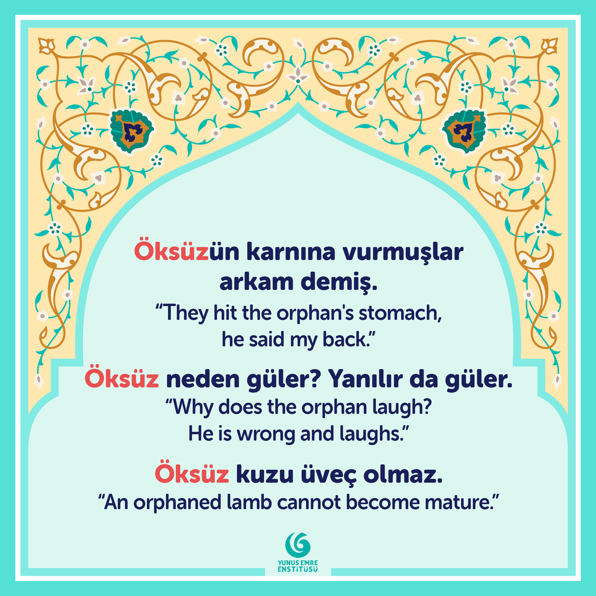 yeeamerika's tweet photo. 🇹🇷 ❝Öksüz çocuk göbeğini kendisi keser❞

🇺🇸 ❝An orphan cuts his own navel❞

#MerhabaMonday #TurkishIdioms 
#NewLanguage #TurkishCulture https://t.co/ugzCfDKAPD