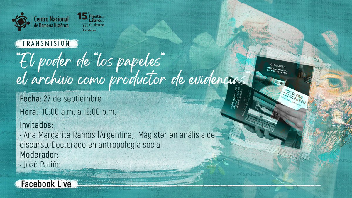 CentroMemoriaH's tweet photo. ¡Iniciamos esta semana diciendo #JuntosConstruimosLaMemoria, en Medellín!
Agéndate en nuestra programación de hoy y obtén los informes de el #CNHM. ¡No te los pierdas!
#FiestaLibro2021 https://t.co/c3phL7LwFk