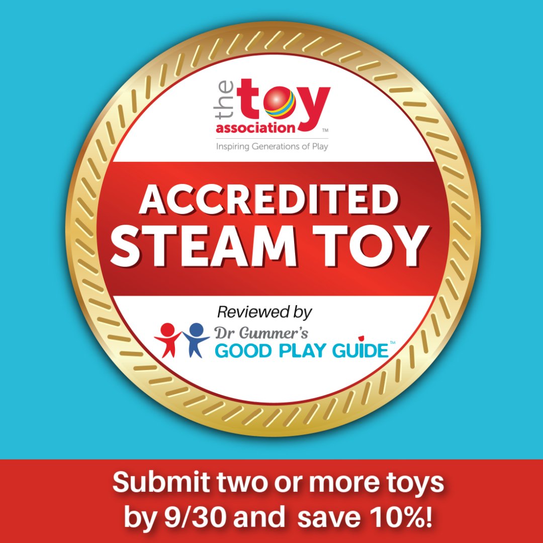 Last chance to save! Submit two or more products for The Toy Association’s new, official STEAM Accreditation Program by September 30 and save 10%: https://t.co/aZVYTnzfwb #ToyIndustry #STEAM https://t.co/cofG5yXRS7