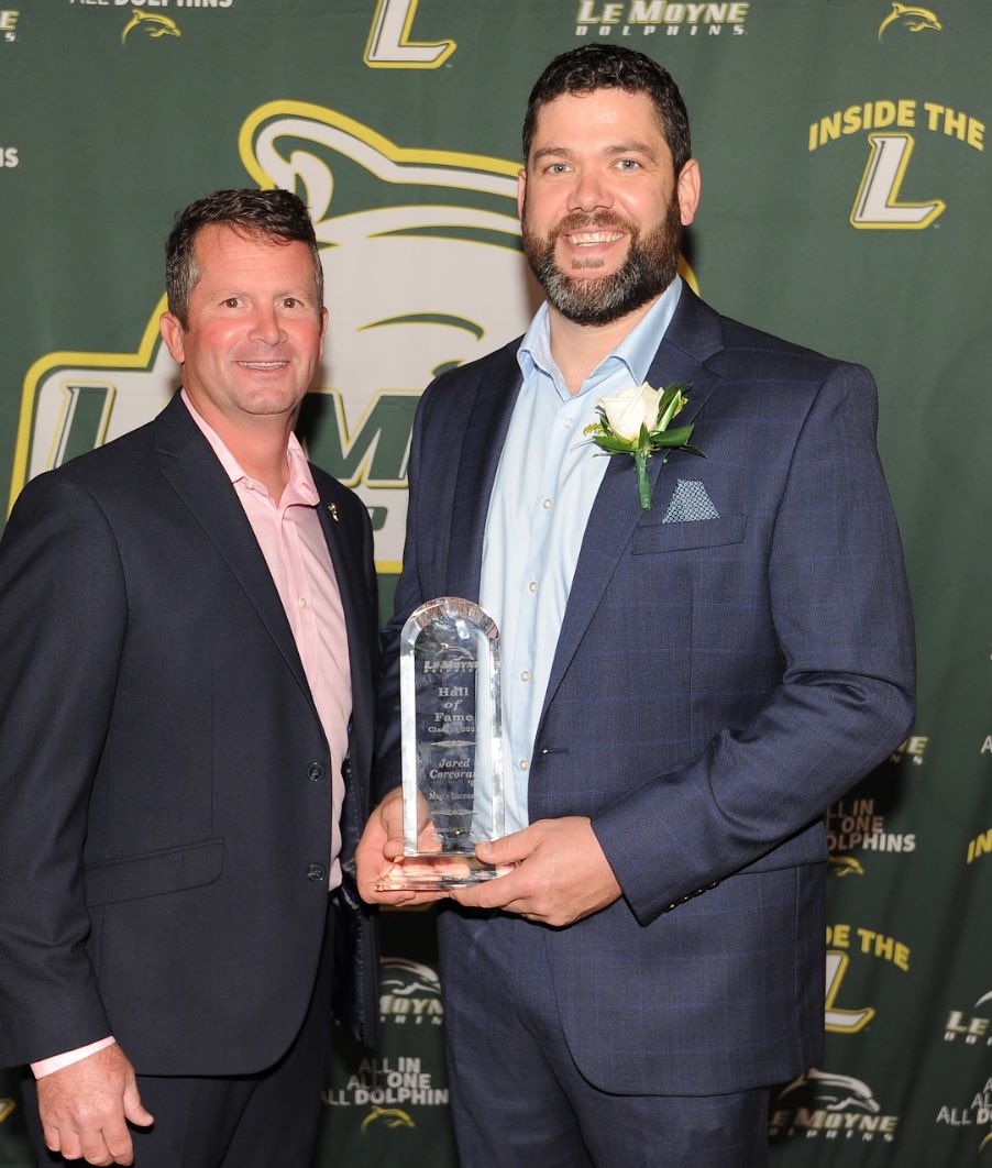 LeMoyneMLax's tweet photo. Sheesh, what a weekend‼️ 

It began with Jared Corcoran becoming a HOF’er, and ended with a golf tournament that was seemingly more competitive than the Alumni game. #PhinsTape 

#WeAreWhoWeAre #WishYouWereHere #AlumniWeekend https://t.co/OiOfg2igzA