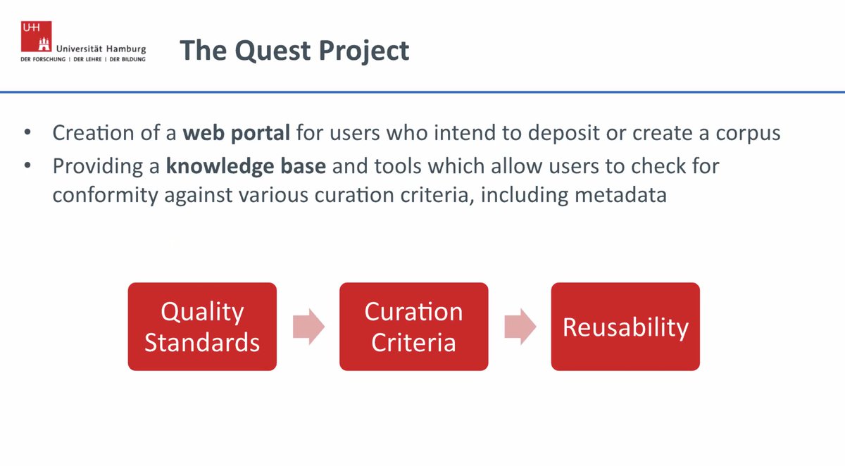 CLARINERIC's tweet photo. #CLARIN2021 Paper presentation

Quest project: curation criteria for multimodal and mutlilingual data to improve reuse potential of corpora @QuEst_BMBF @AmyIsard https://t.co/4qr13SwYLh