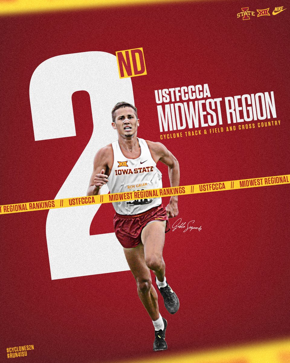 CycloneTrackXC's tweet photo. Regional rankings update 📈

#Run4ISU | #CycloneSZN https://t.co/pg3gJgiaml