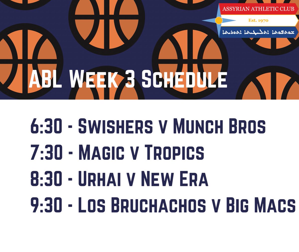ChicagoAbl's tweet photo. Week 3 tips off tonight! Check out https://t.co/mAw2N3Xu1U for standings/schedule/stats/more!! https://t.co/HgUSzI5im6