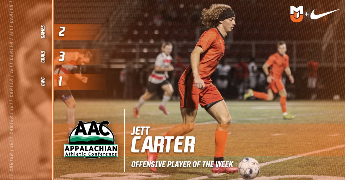 PLAYER OF THE WEEK 🏅

Jett Carter has been named AAC Offensive Player of the Week after 3 goals including the game winner against Montreat! 🔥

Jett is currently the top scorer in the conference with 6 goals so far this season 💪🏻