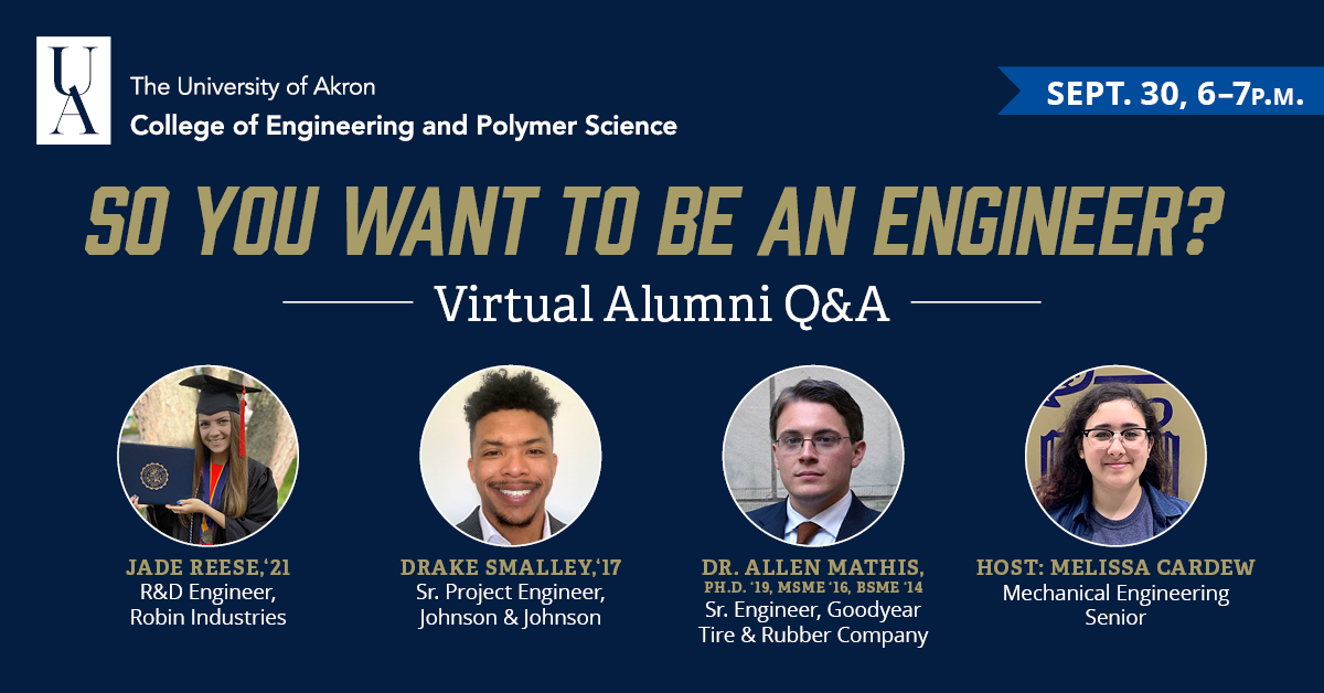 UAkron_Engr's tweet photo. It's not too late to sign-up! Awesome lineup of #UAEngineering grads. This Thursday 9/30. https://t.co/KpDHRcdzit @UAkronNews https://t.co/coen1PsUBS