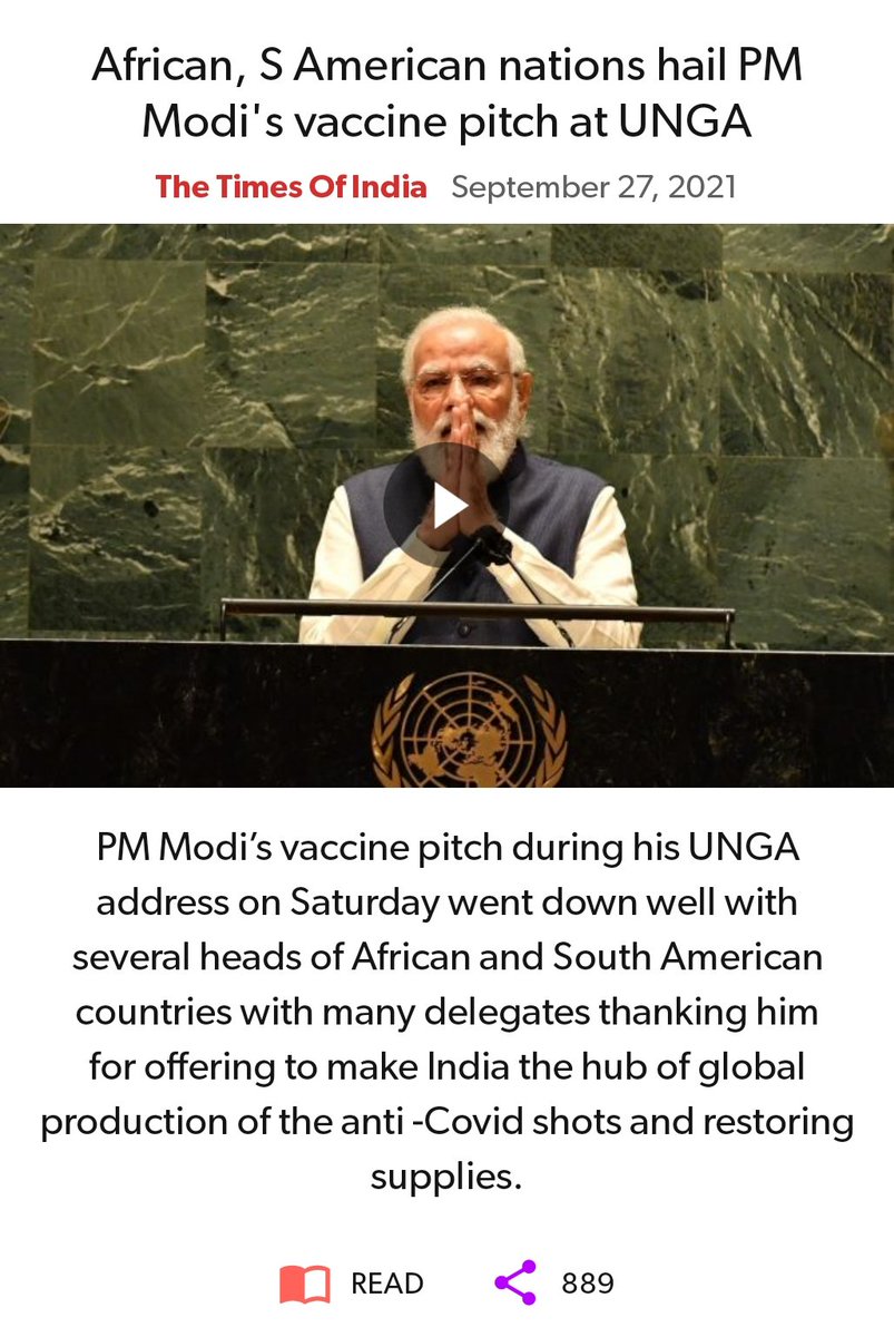 sanjeevchadha8's tweet image. #ModiAtUNGA

African, S American nations hail PM Modi&apos;s vaccine pitch at UNGA
timesofindia.indiatimes.com/india/african-…

via NaMo App