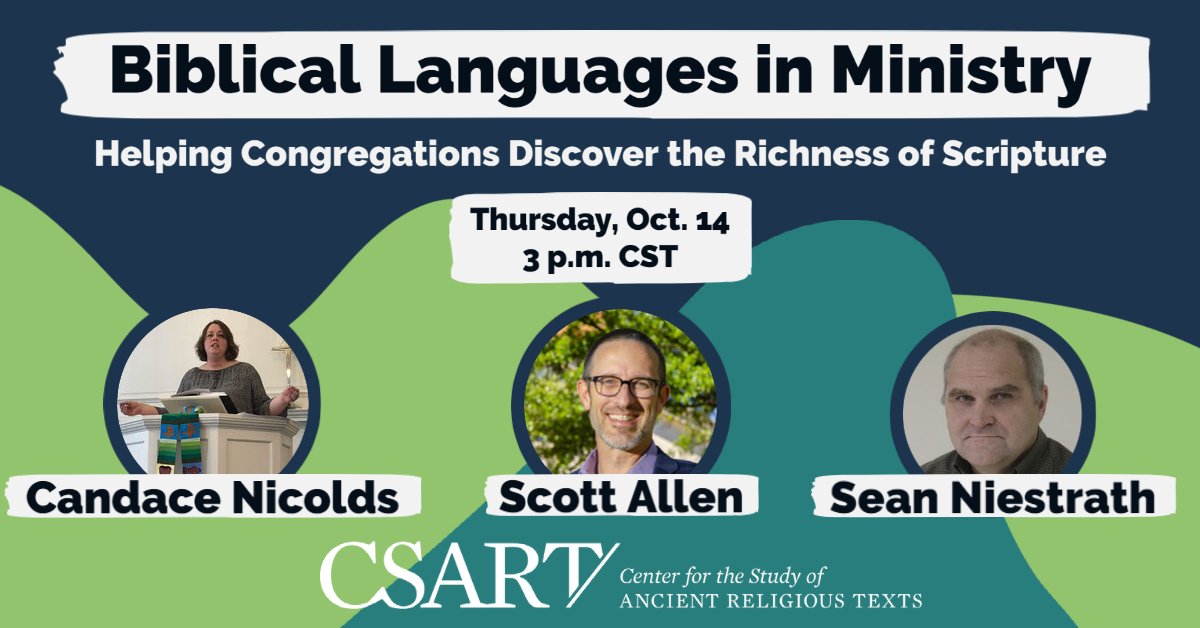 Ever wondered how your biblical Greek and Hebrew skills can continue to be useful? 

Join us on at 3:00 pm (CST) on Thursday, October 14, in room 129 in the College of Biblical Studies on the ACU campus, or register for the virtual session here: acuonline.zoom.us/meeting/regist…