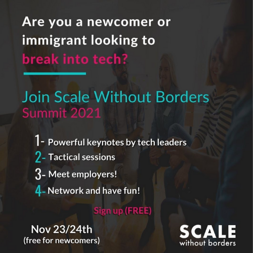 immigranttake's tweet image. Are you a newcomer or soon to be newcomer to with dreams to break into and thrive in a tech career?  Check out @scalewithoutborders for more info

#theimmigranttake #immigrantsintech #techemployment #scalewithoutborders #immigrantsofcanada