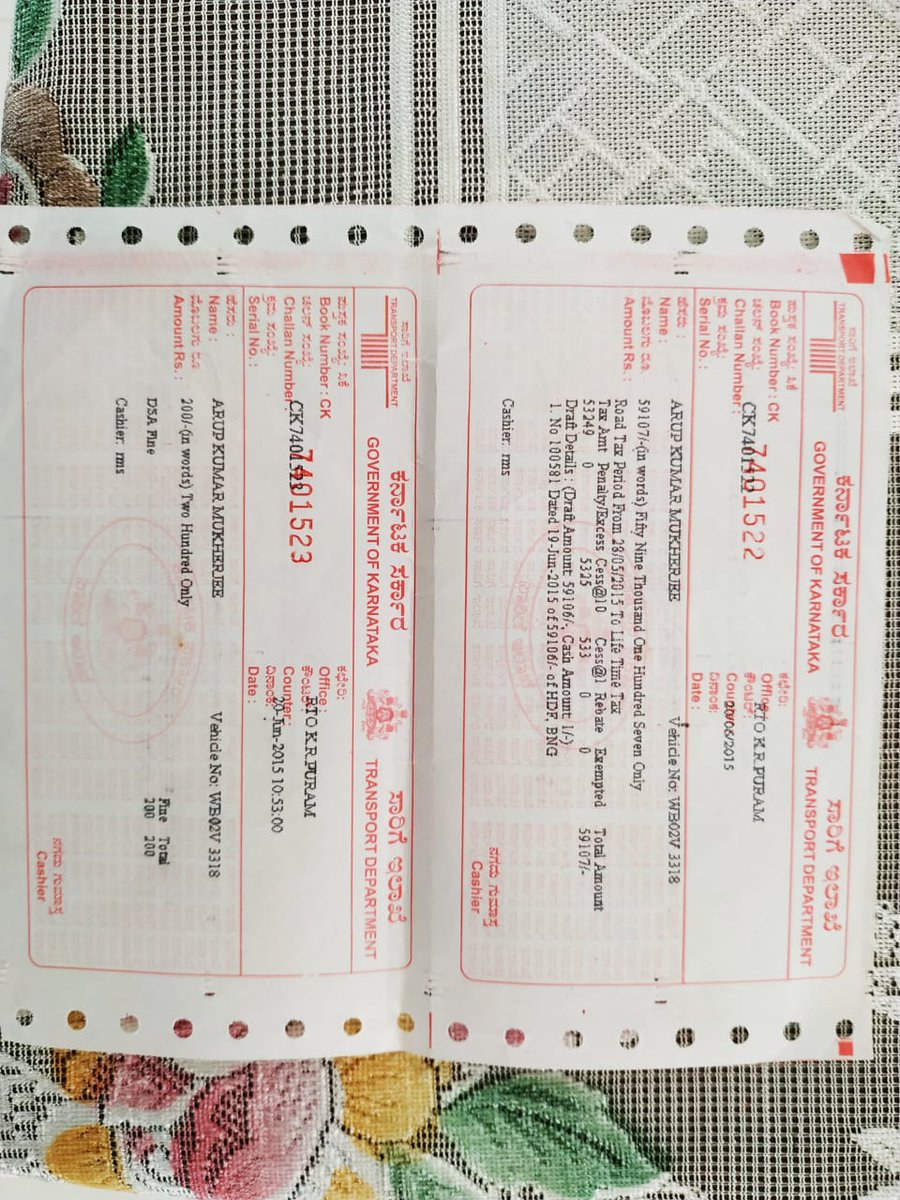 arnabavik's tweet photo. @nitin_gadkari @BSBommai @sriramulubjp- KR Puram RTO forcefully collected Life-Time Road Tax for senior citizen's WB registered car but never updated in PARIVAHAN site, now fitness renewal is stalled. Kindly intervene.  #harassedbyRTOKA53 #illegalactivitiesbyRTOKA53 https://t.co/vWKQd6np7M