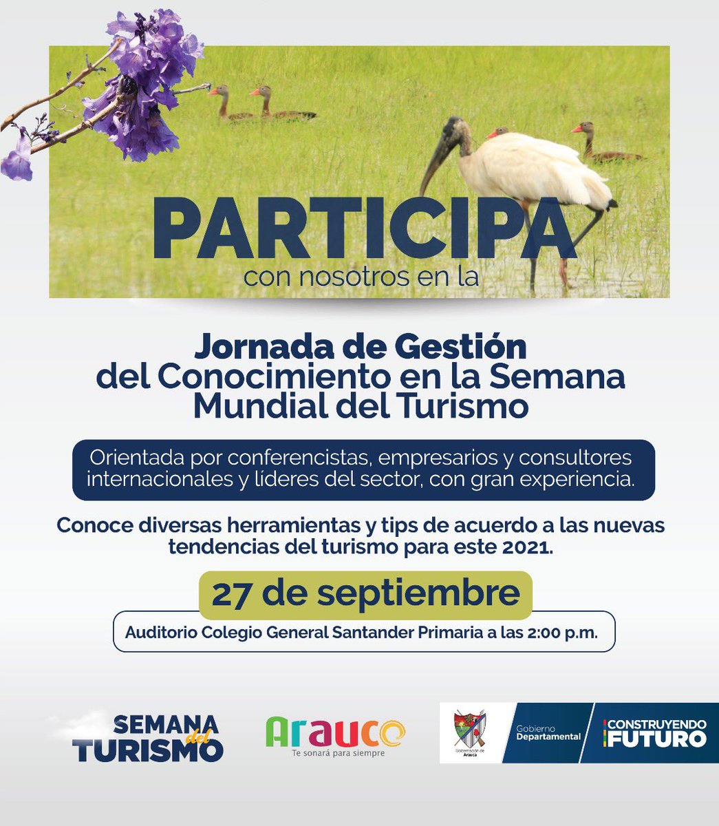 GobArauca's tweet photo. #TurismoConFuturo ll 🌺🌈🍃🦆

La Gobernación de Arauca invita a una reunión de Zoom programada o de forma presencial en el auditorio del Colegio General Santander primarias.

Tema: Jornada de Gestión del Conocimiento

Unirse a la reunión 👇🏻
https://t.co/8BayCZpvUC https://t.co/nVF4KkaNyK