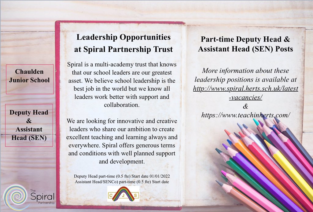 godfreyamandaj's tweet image. Two great new part-time leadership opportunities at Spiral… Leadership opportunities to work part time and make a real difference in a school that’s ambitious to improve don’t come along every day!