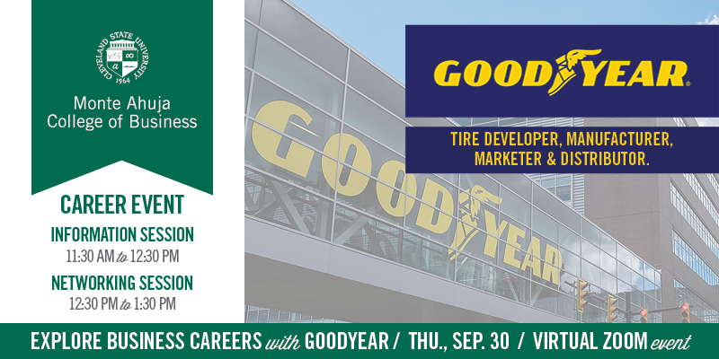 CSU_Biz's tweet image. We&apos;re excited to host @goodyear this Thursday for a special recruitment event! All #CLEStateBiz students are welcome to attend this global giant! They are specifically hoping to talk to #Accounting, #Finance #SupplyChain students! RSVP here today: ow.ly/2YVo50Ghj1P