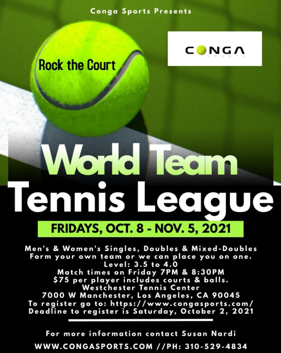 suznardi's tweet photo. Registration open. Go to https://t.co/Bvz1MRoQUZ for more info. Tennis experience like nothing else you ever done. #changingthelandscapeoftennis #wtt #tennisfun https://t.co/WEVeHGzP1Y