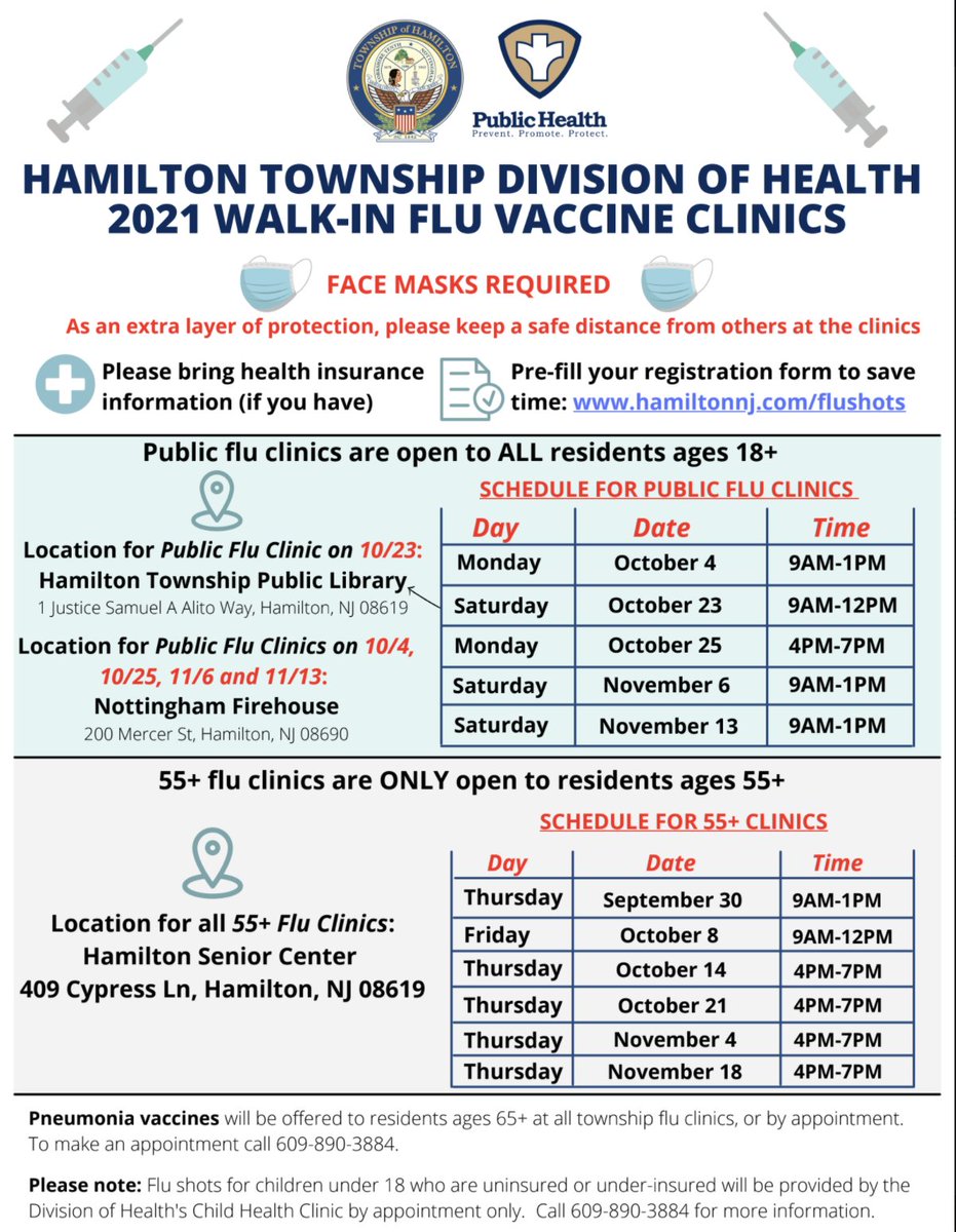 📣 Walk-In Flu Vaccination Clinics - Please RETWEET

<a href="/ScottRRocco/">Scott Rocco, Ed.D.</a> <a href="/HTSDCurriculum/">Hamilton Twp. C&I</a> <a href="/HamiltonTwpNJ/">Hamilton Township NJ</a> <a href="/HTSD_HR/">@HTSD_HR</a> <a href="/HTSD_Tech/">HTSD Technology Department</a> <a href="/oboylejf/">Jim O'Boyle</a> <a href="/LauraGeltch/">Laura Geltch</a> <a href="/HTSDSecondary/">Jim Altobello</a> <a href="/HTSD_Steinert/">Steinert Hamilton High School East</a> <a href="/HTSD_Nottingham/">Nottingham High School</a> <a href="/HTSD_West/">Hamilton High West -The Hornet Buzz 🐝</a> <a href="/HTSD_Crockett/">Crockett Middle School</a> <a href="/HTSD_Grice/">Grice Middle School</a> <a href="/HTSD_Reynolds/">Reynolds Middle School</a> 

#HTSD