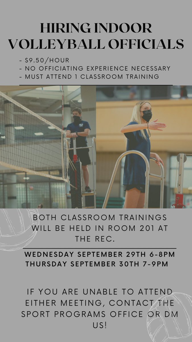 🗣 HIRING INDOOR VOLLEYBALL OFFICIALS ❕#everyoneplays