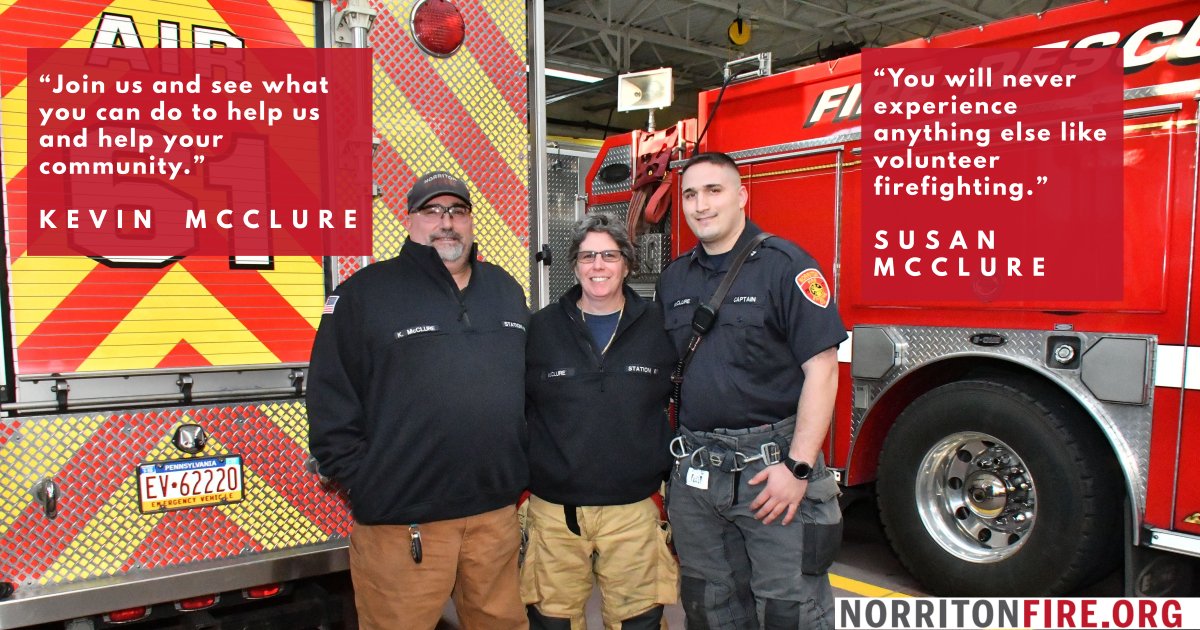 Husband and wife, Kevin and Susan McClure, encourage the community to volunteer! Learn more at norritonfire.org