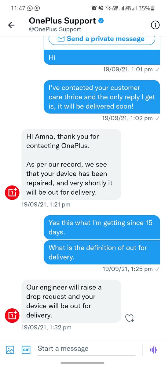 Prof_AndhBhakht's tweet photo. I can't undrstnd the fact how the hell "it will be delivered shortly" is taking month. The last update was on 19/09/21 and don't know whoever the engineer is, is he raising the rqst from Mars? Pathetic experience. 1st and last thing bought. @OnePlus_IN @OnePlus_Support @oneplus https://t.co/UfLVihYbuz